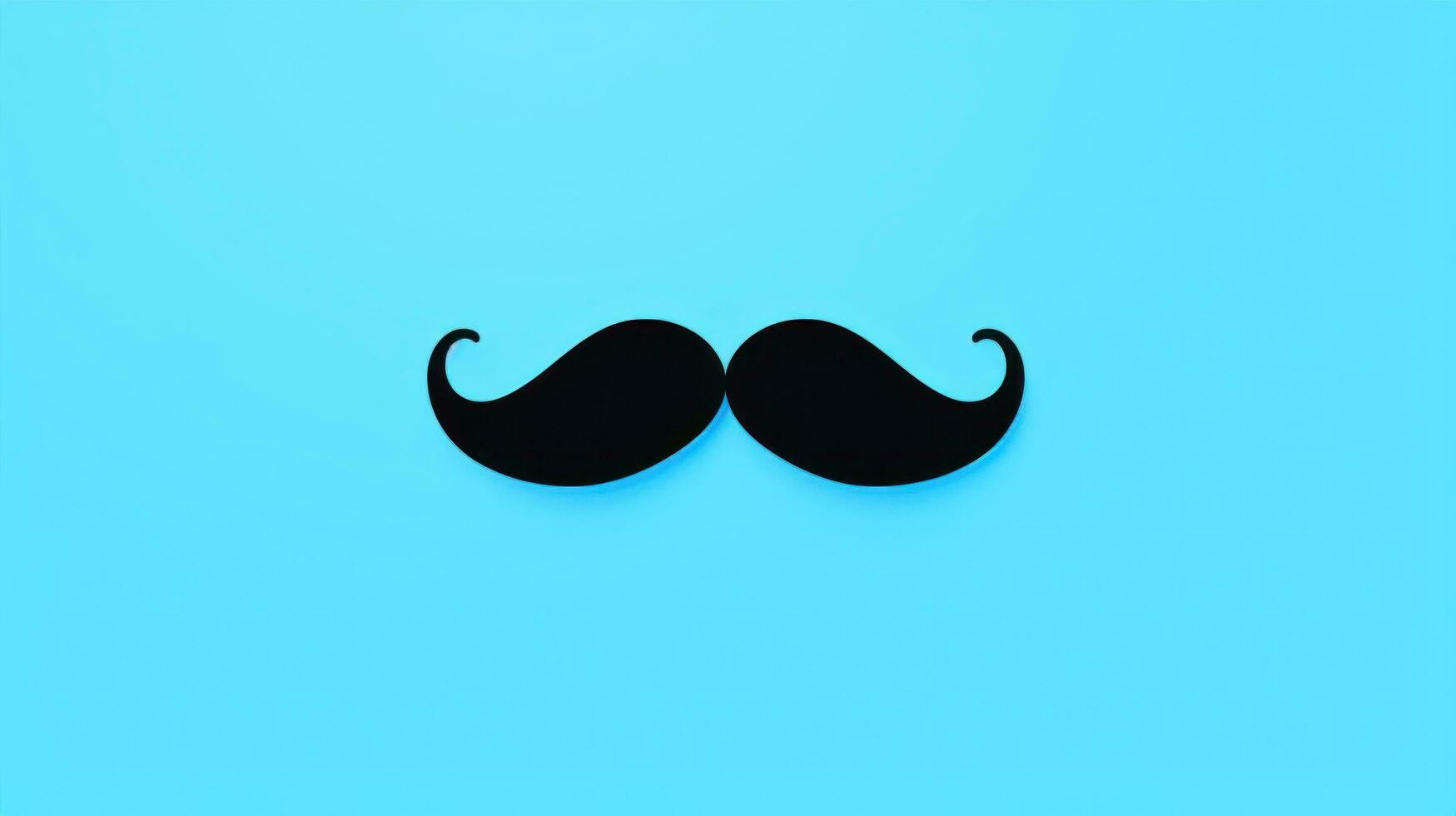 AI generated black moustache clip up on blue background photo