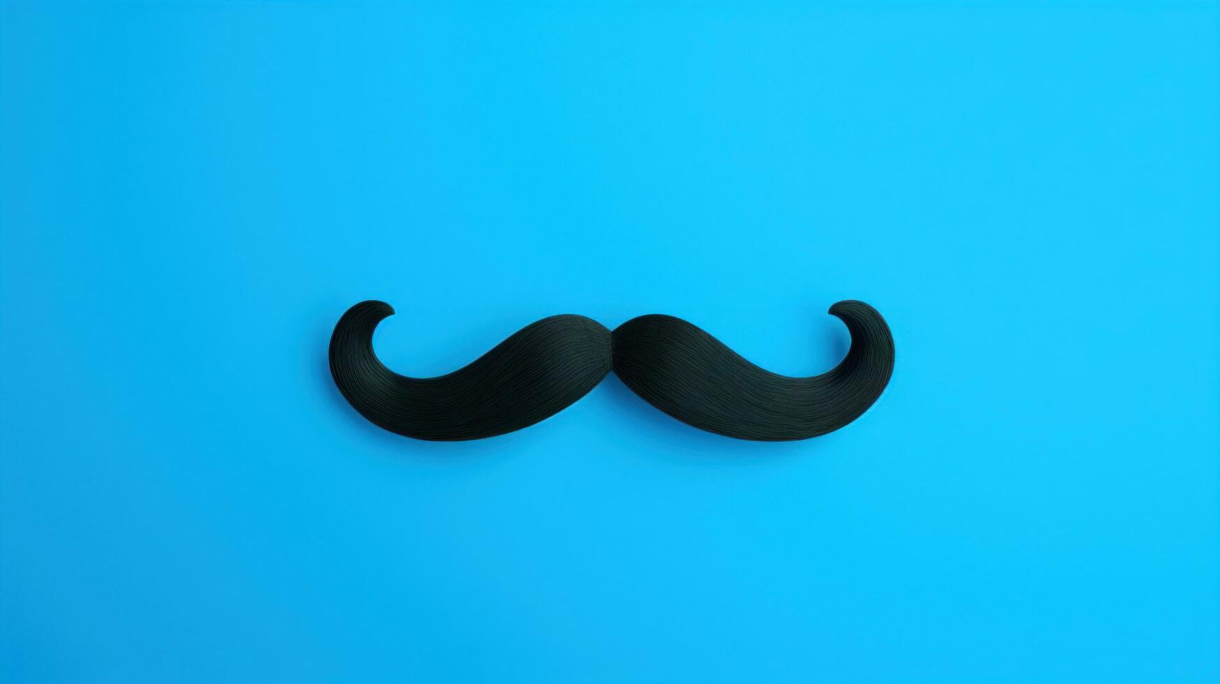 AI generated black moustache clip up on blue background photo