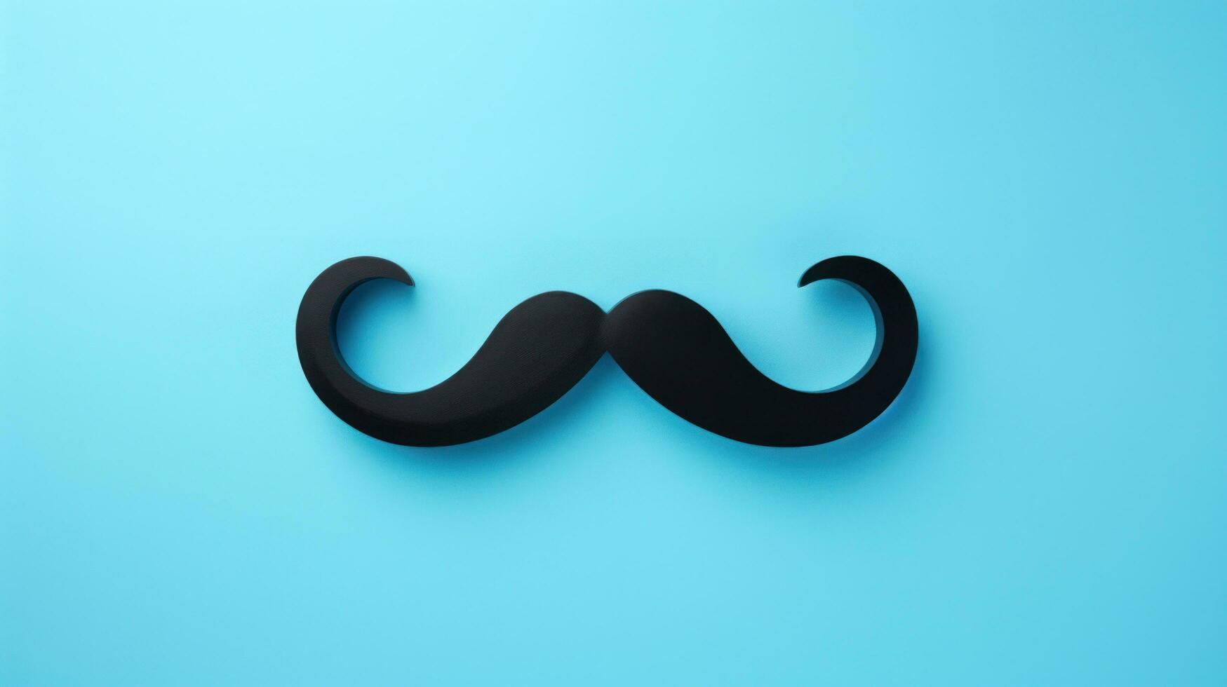 AI generated black moustache clip up on blue background photo