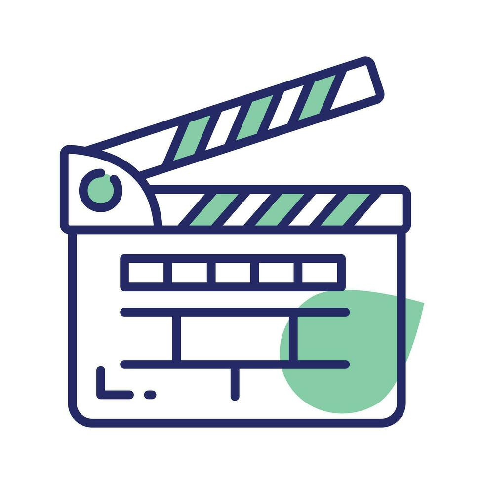 Movie clapper board, filmmaking device icon in modern style, ready to use vector