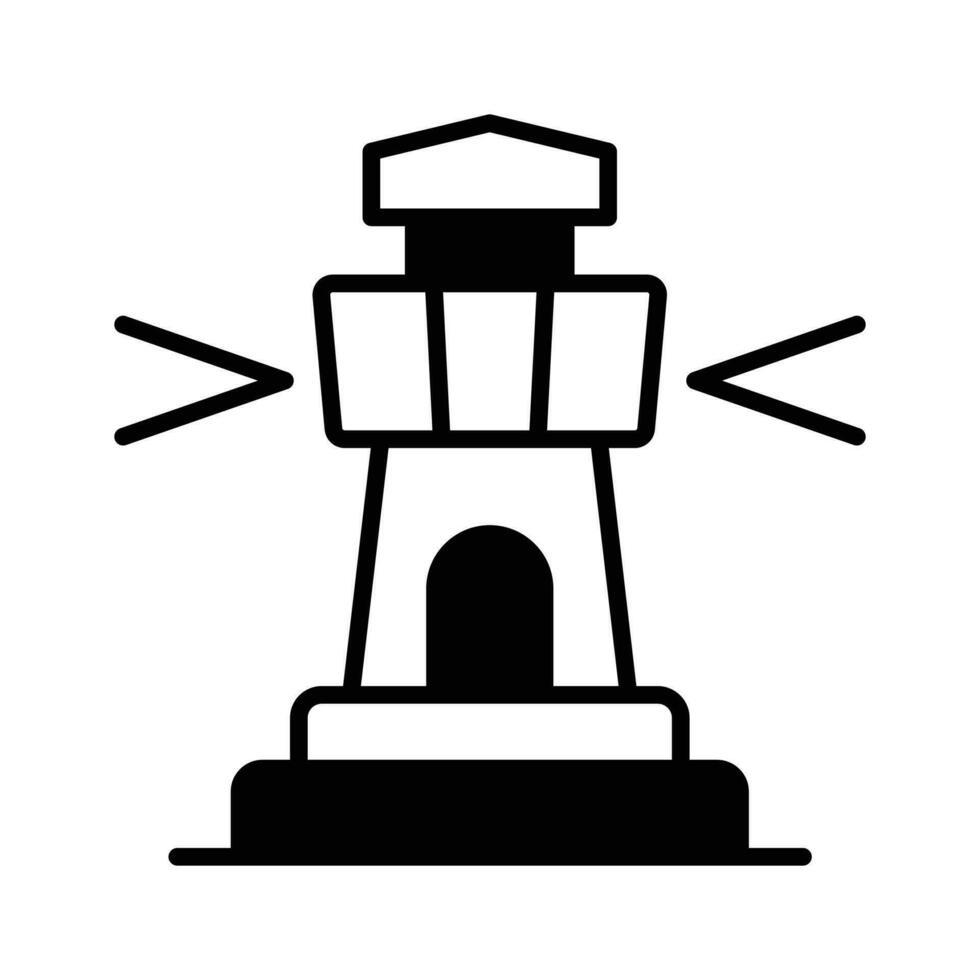 A tower containing a beacon light to warn or guide ships at sea, well designed icon of lighthouse vector