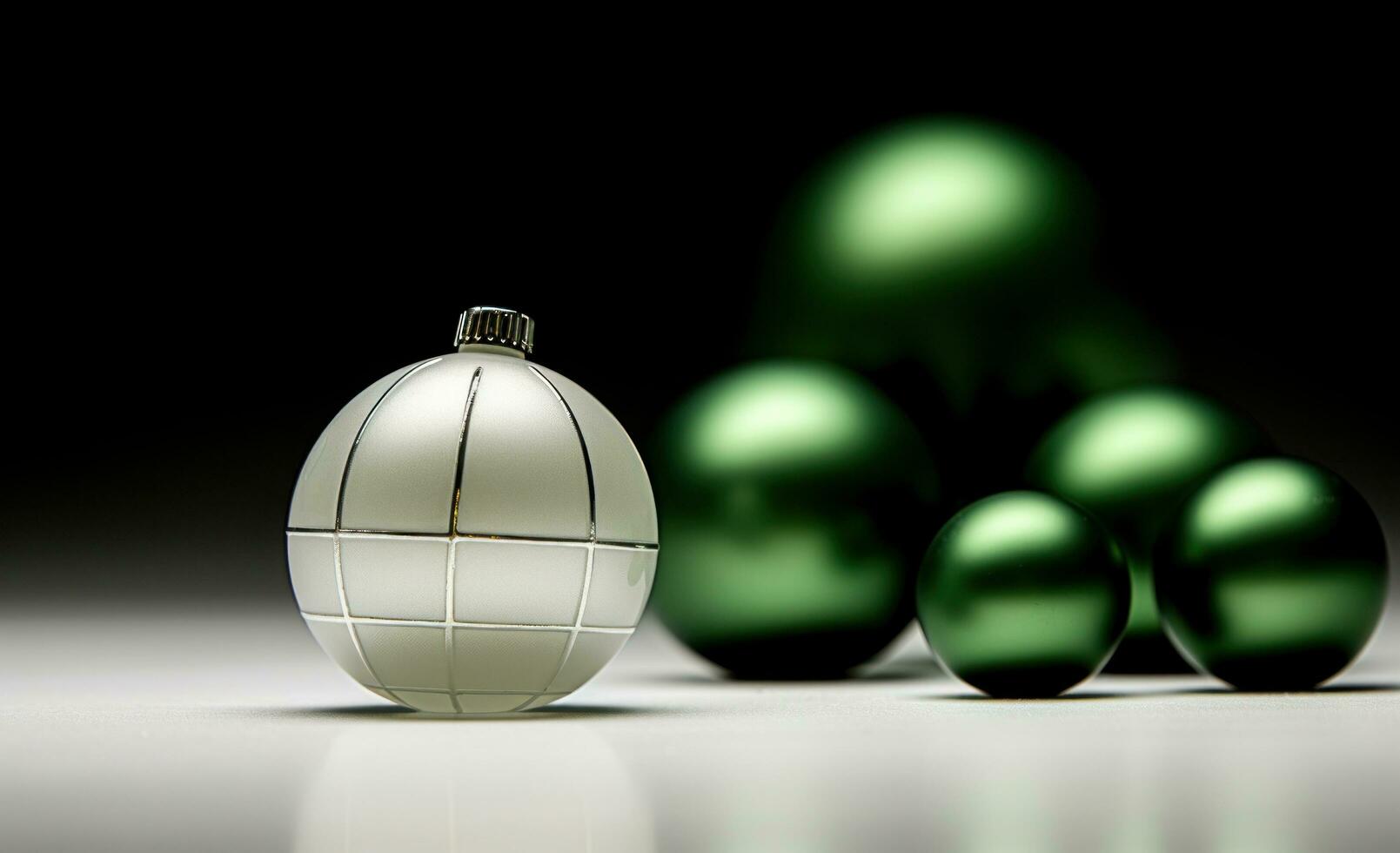 ai generado pequeño blanco vaso pelota con verde pelota decoración foto