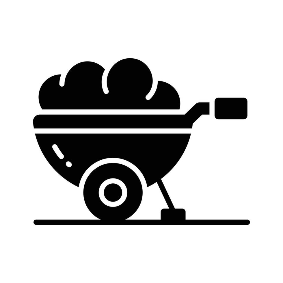 Trendy icon of wheel barrow, construction cart, dirt carrier vector design