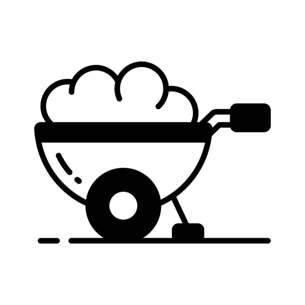 Trendy icon of wheel barrow, construction cart, dirt carrier vector design