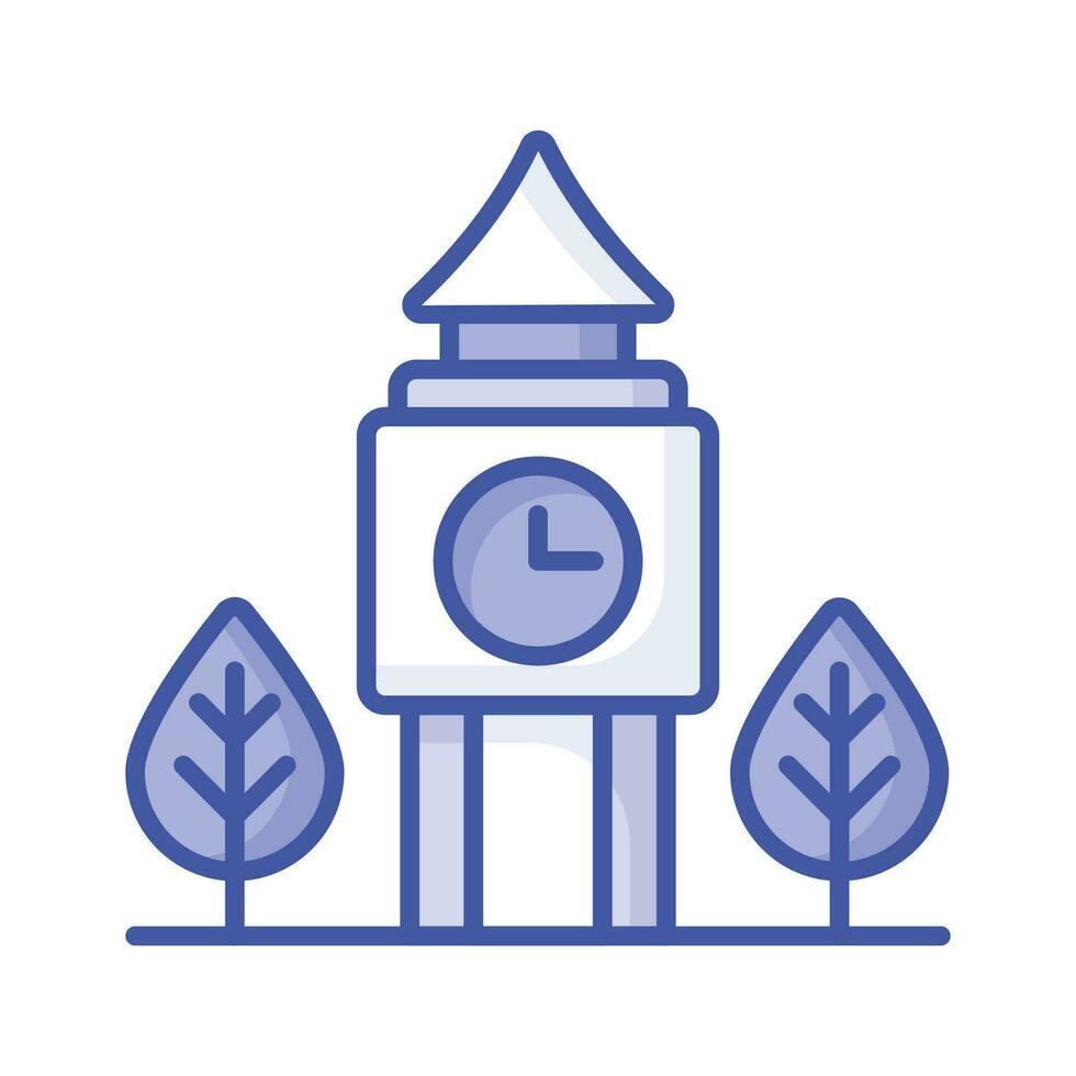 un icono de reloj torre en moderno diseño estilo, aislado en blanco antecedentes vector