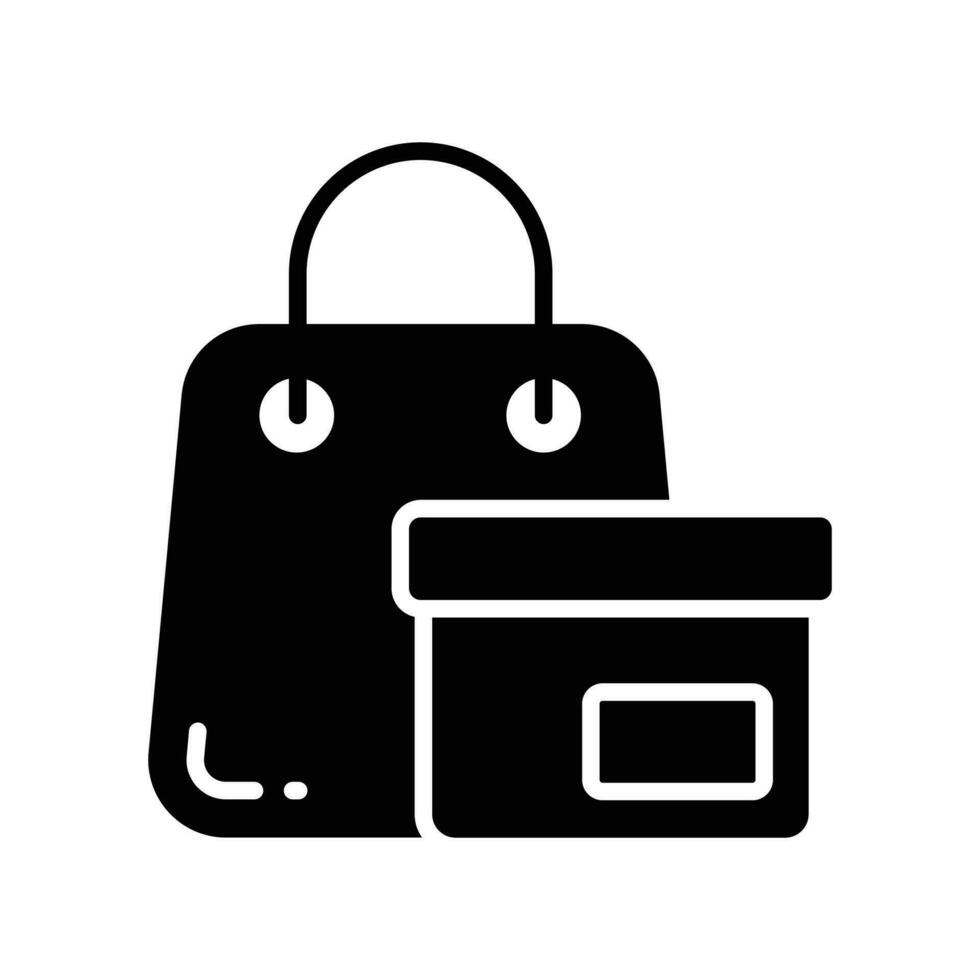 ver esta compras bolso con caja, un bien hecho a mano icono de compras bolso vector