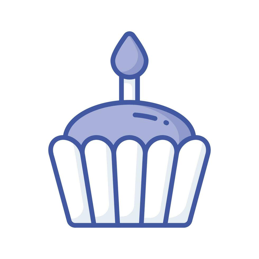 agarrar esta cuidadosamente hecho a mano icono de magdalena, pequeño magdalena con vela en él, cumpleaños pastel vector diseño