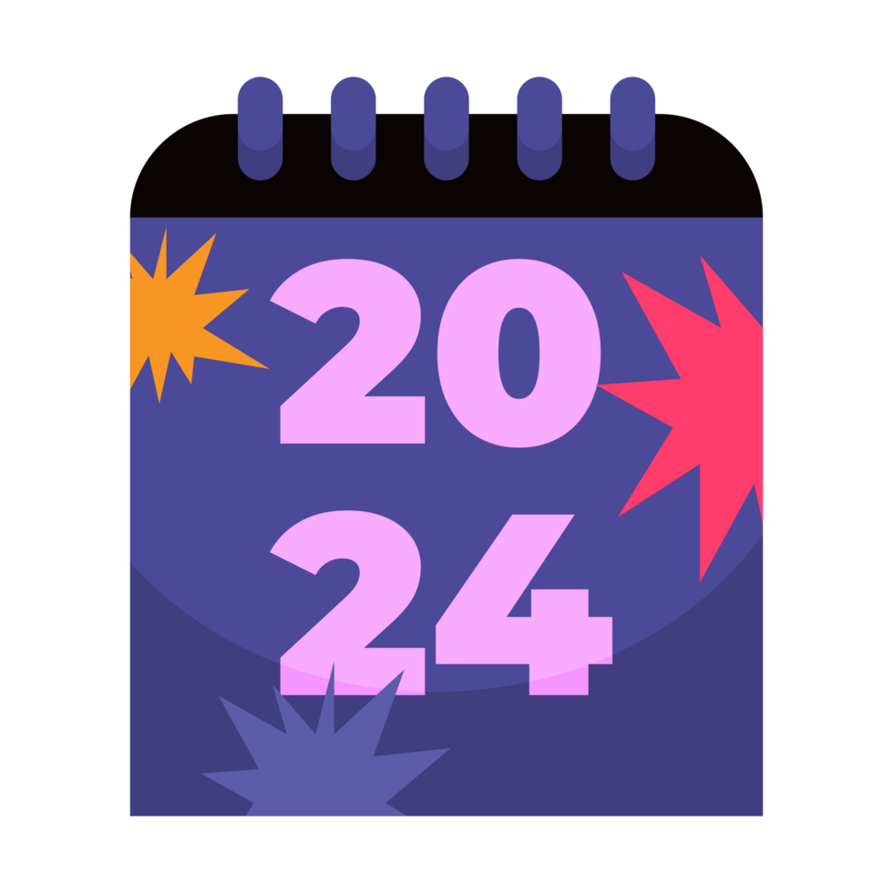 calendar 2024 illustration text transparent background png