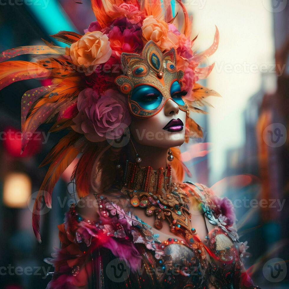 ai généré mystérieux masque Festival art costume carnaval