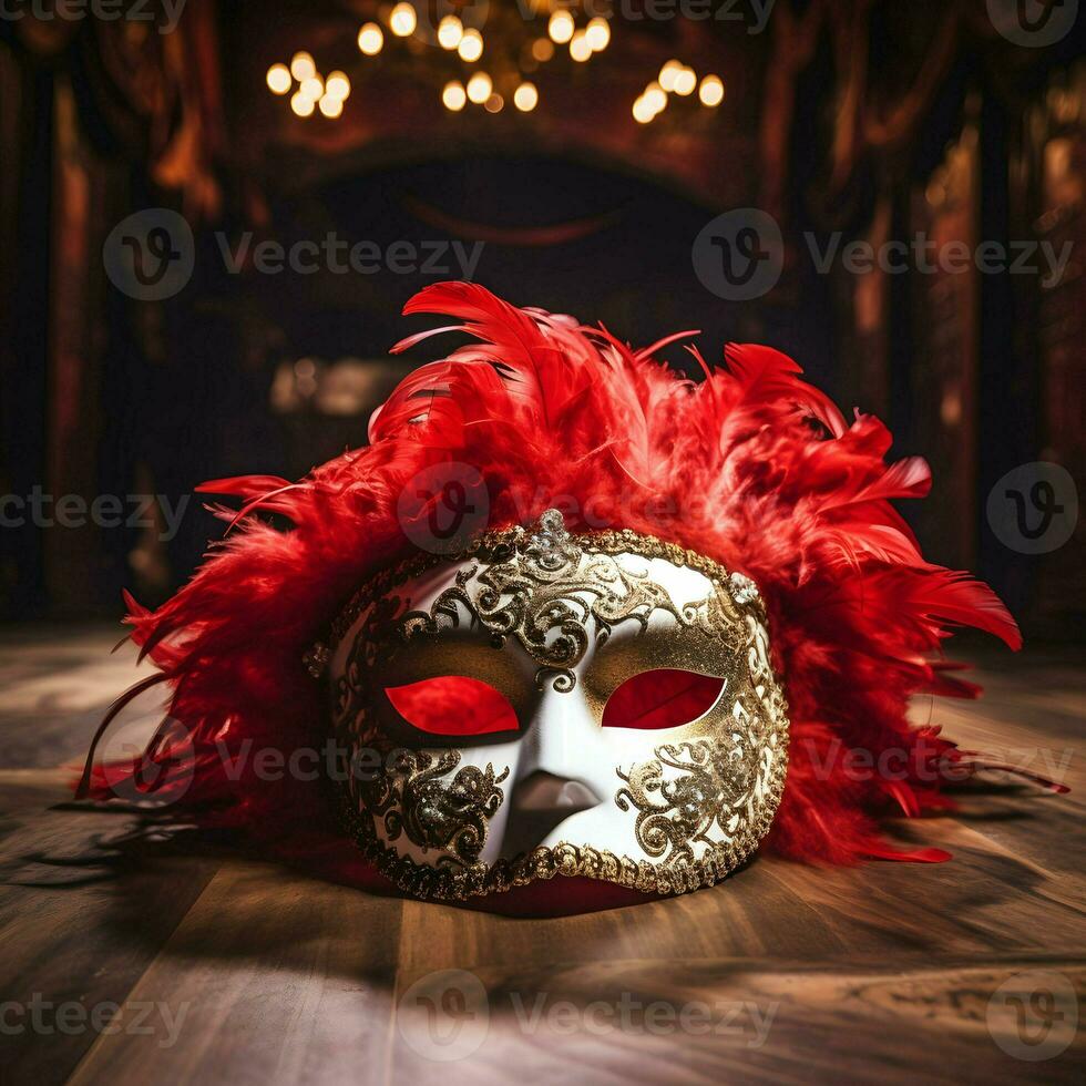 AI generated Masquerade fathers mask for Mardi Gras Party invitation card design photo