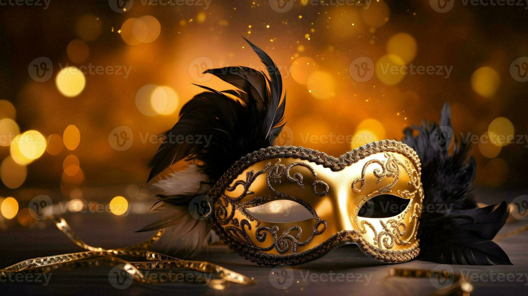 AI generated Party Mask for Mardi Gras party decoration Happy mardi gras isolated bokeh background photo