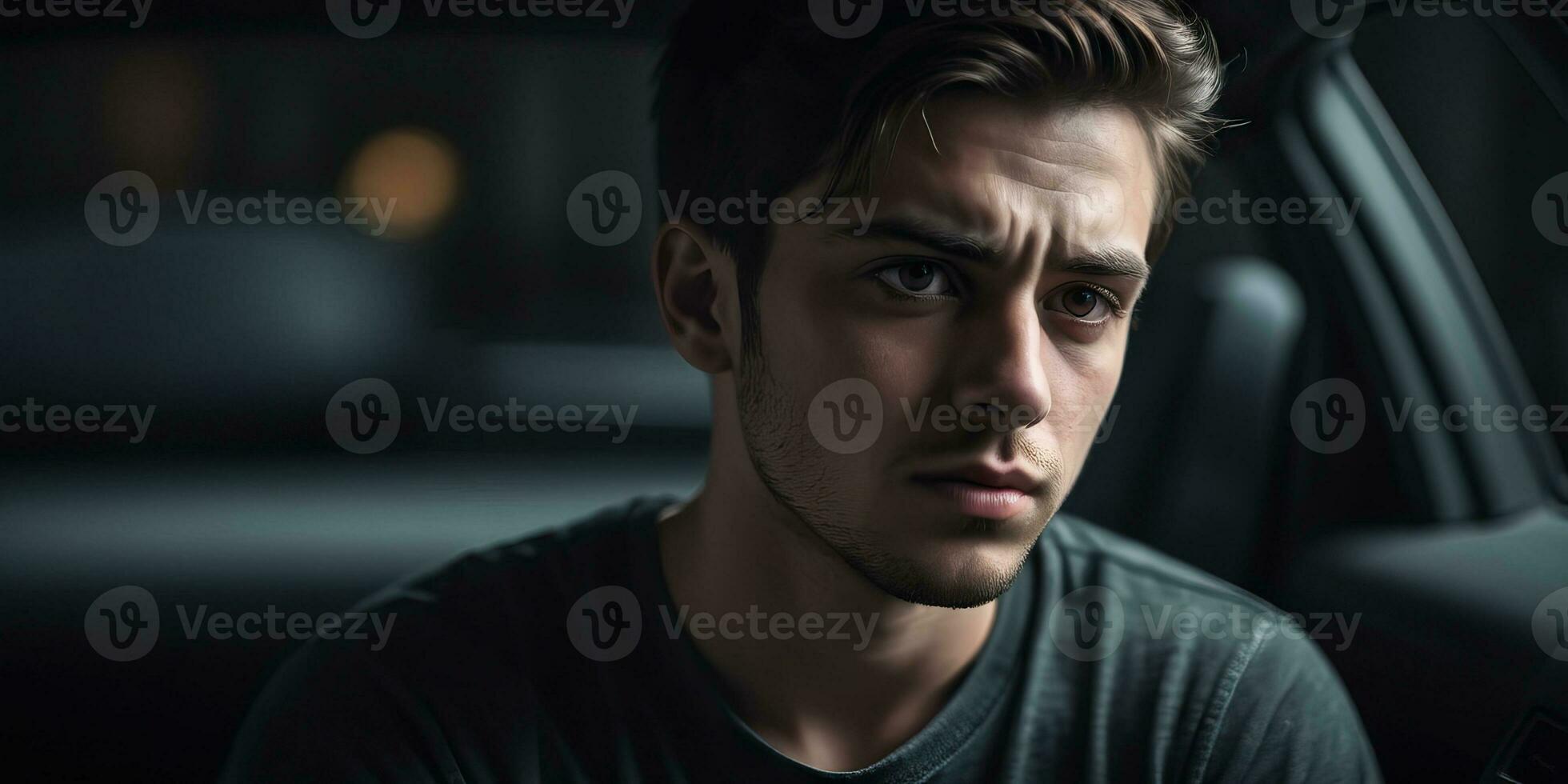 AI generated depressed weak male with no ambition or drive photo