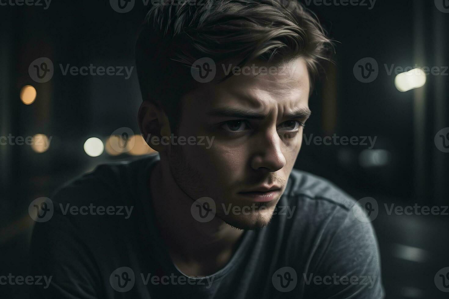 AI generated depressed weak male with no ambition or drive photo