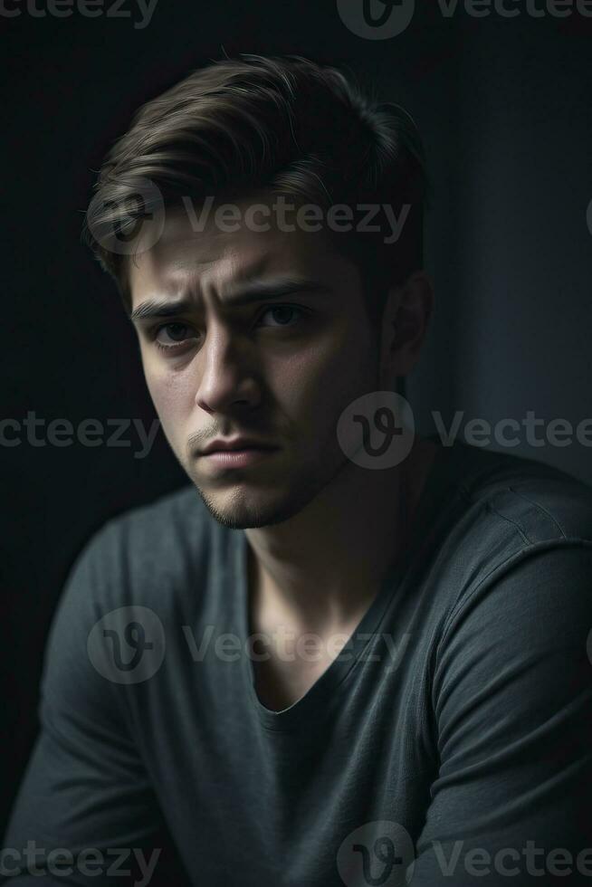 AI generated depressed weak male with no ambition or drive photo