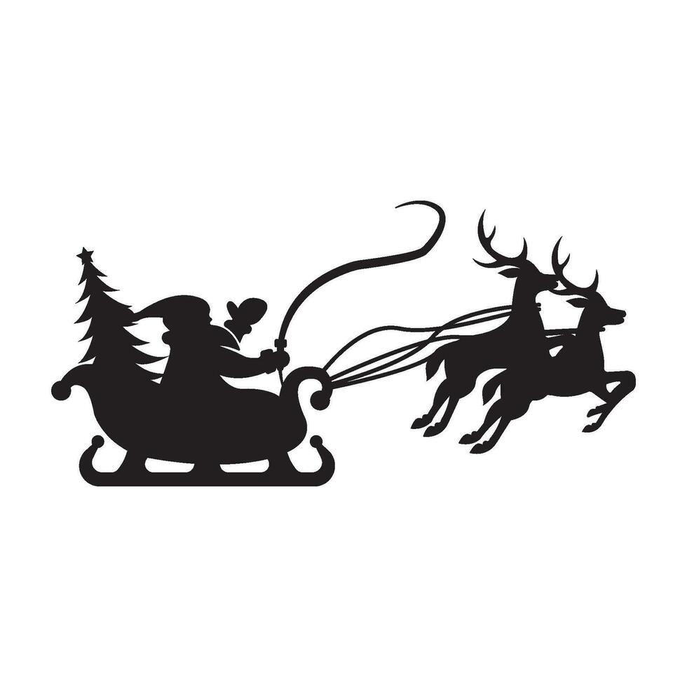 Santa's sleigh and Christmas reindeer vector