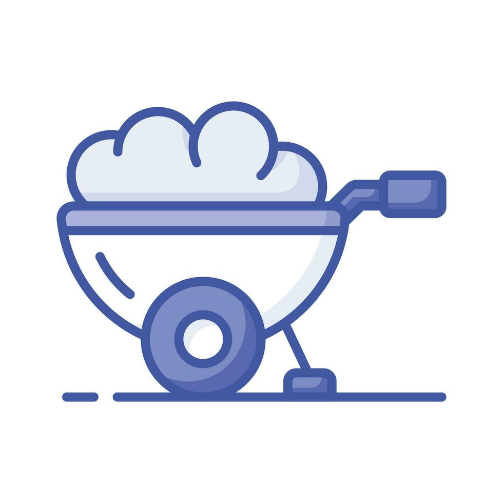 Trendy icon of wheel barrow, construction cart, dirt carrier vector design