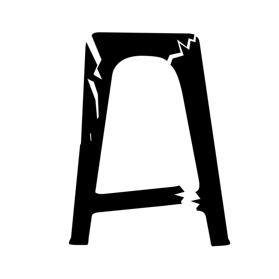 Broken chair on white background. Benches that have not been used for a long time look fragile. vector