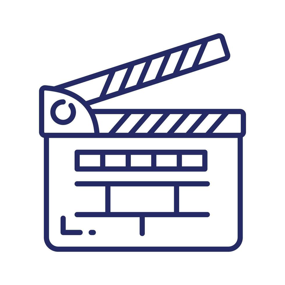 Movie clapper board, filmmaking device icon in modern style, ready to use vector