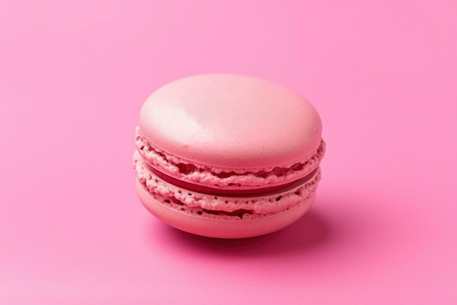 AI generated pink macaron isolated on a pink background photo