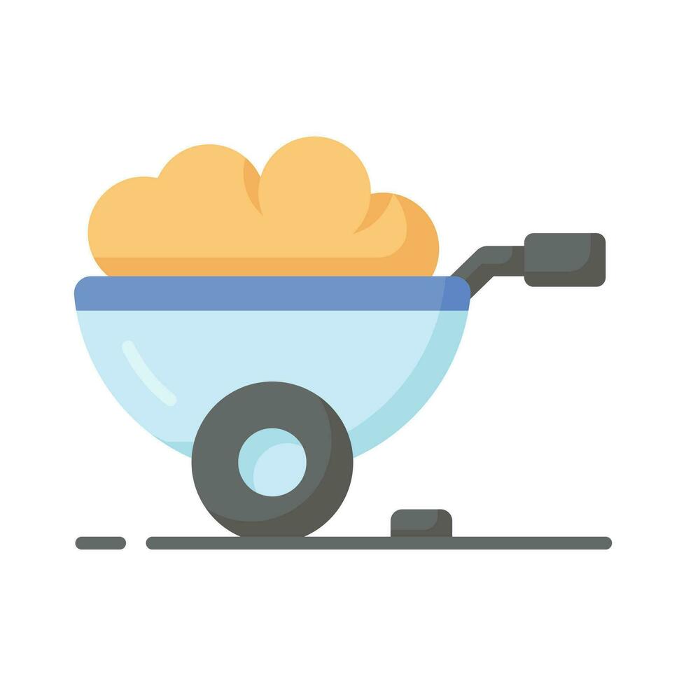 Trendy icon of wheel barrow, construction cart, dirt carrier vector design