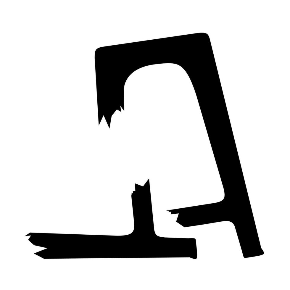 Silhouette of a chair with a broken leg on a white background. The benches used are very dangerous. vector