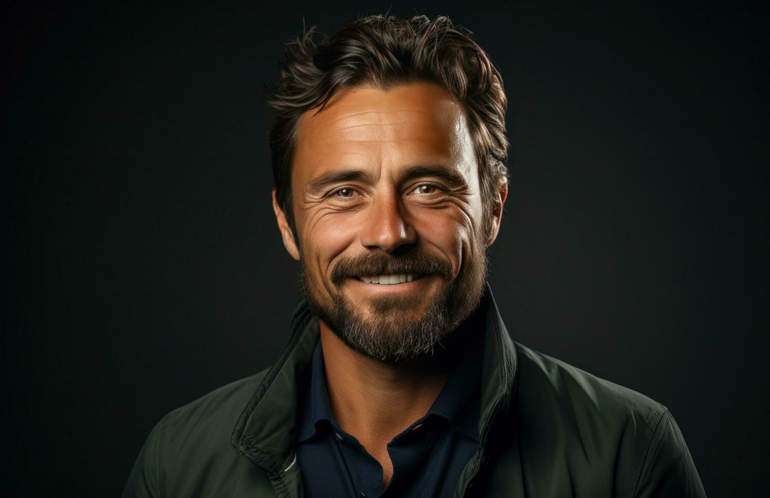 AI generated a man on a blue background smiling photo