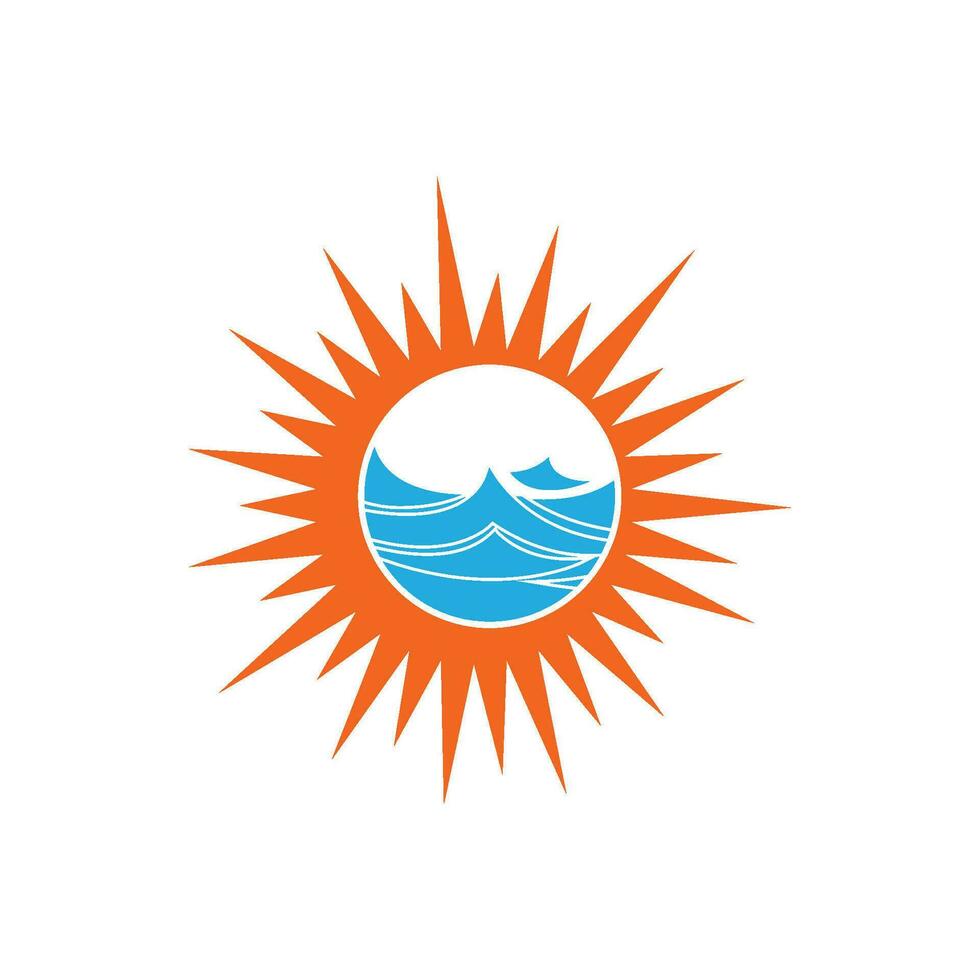 icono de vector plantilla de logotipo sol sobre el horizonte