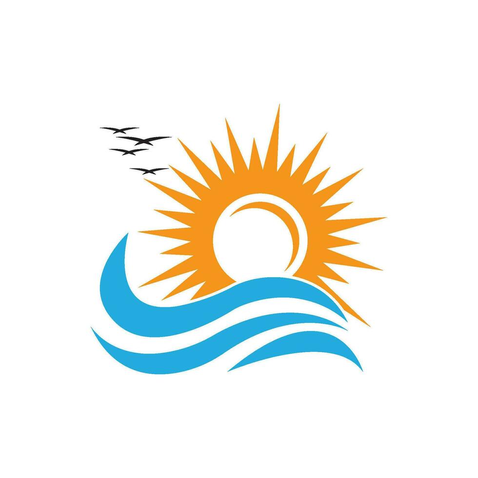 icono de vector plantilla de logotipo sol sobre el horizonte