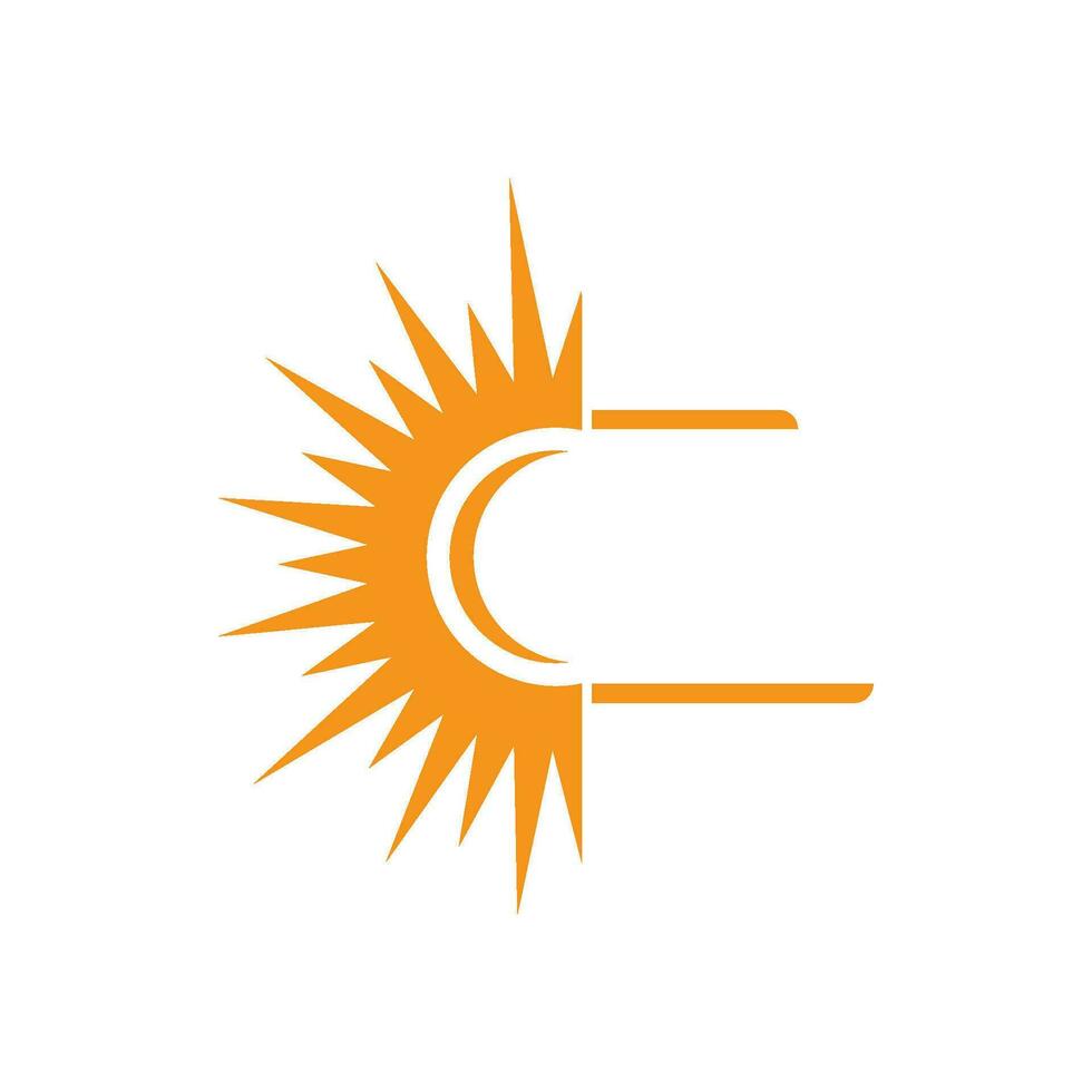 icono de vector plantilla de logotipo sol sobre el horizonte