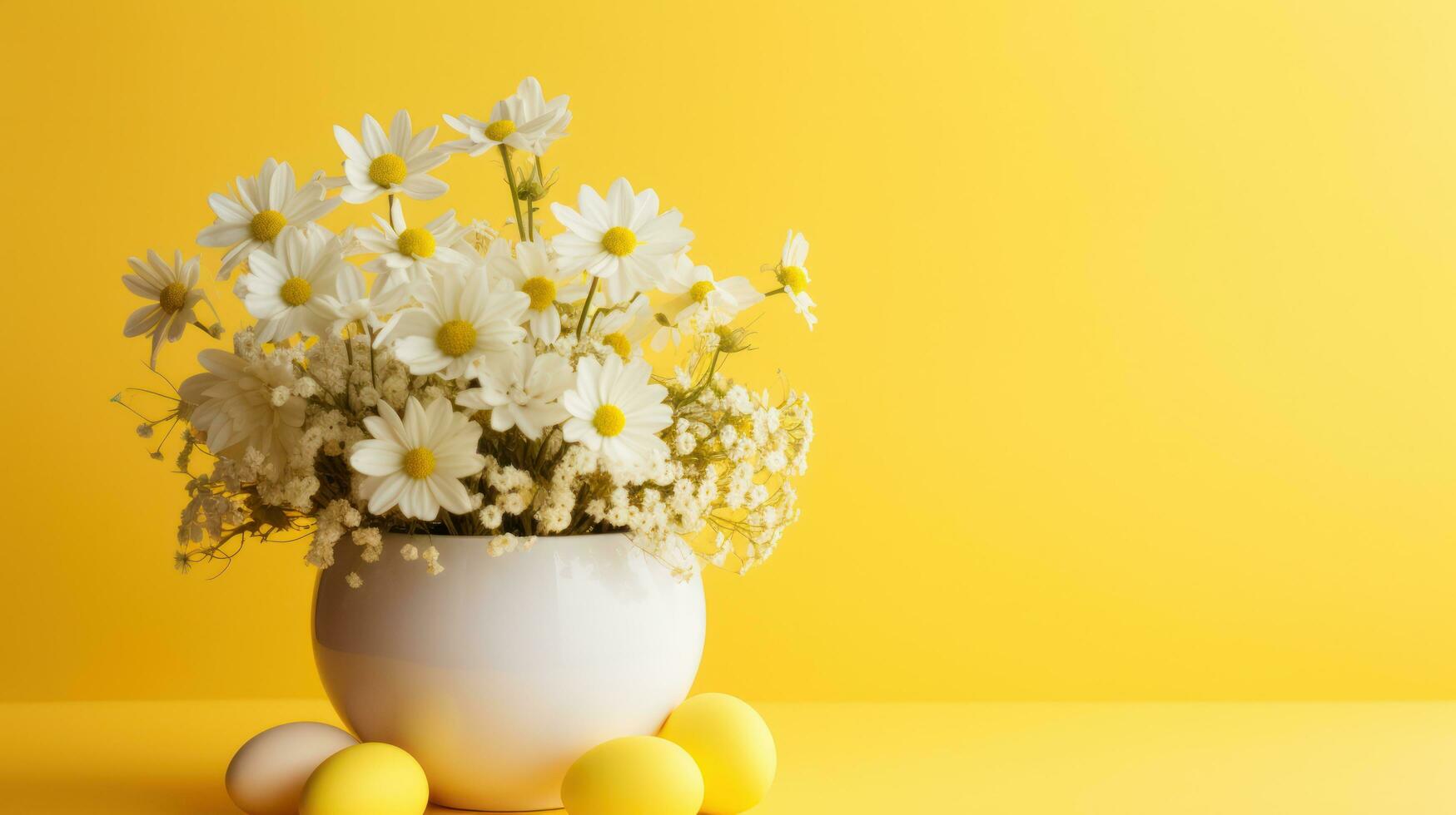 AI generated A vibrant Easter egg and flower arrangement photo