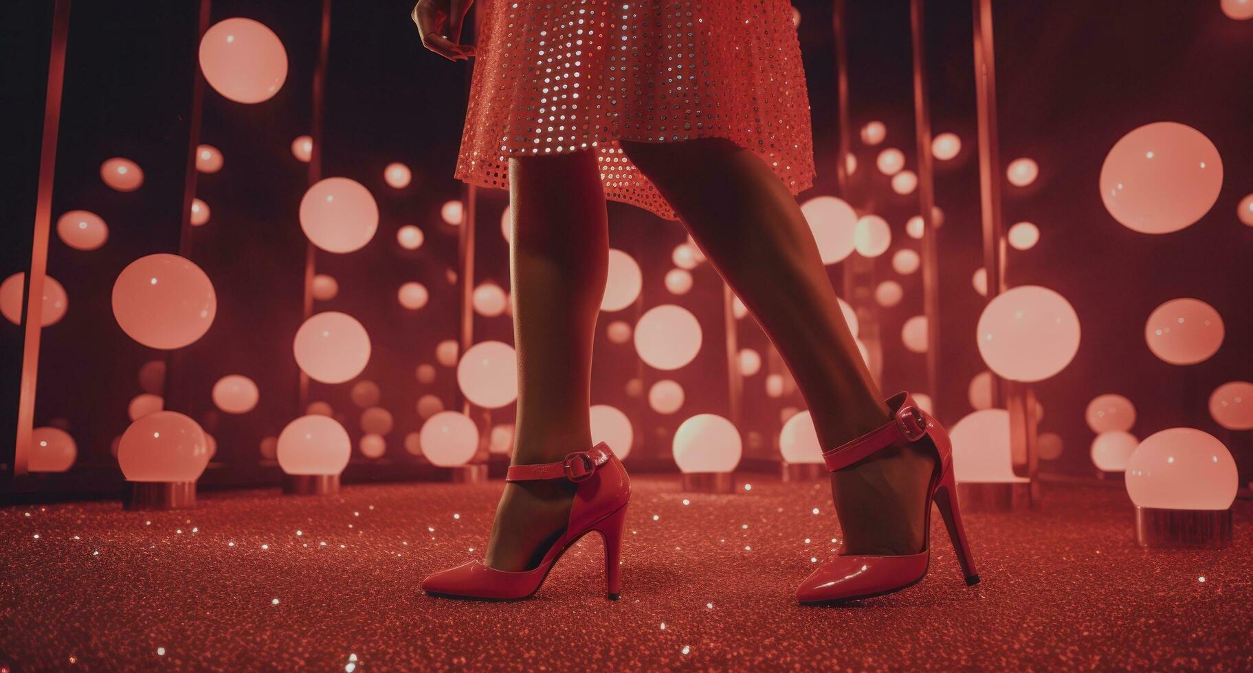 AI generated a woman wearing a pair of disco heels next to her ball, photo
