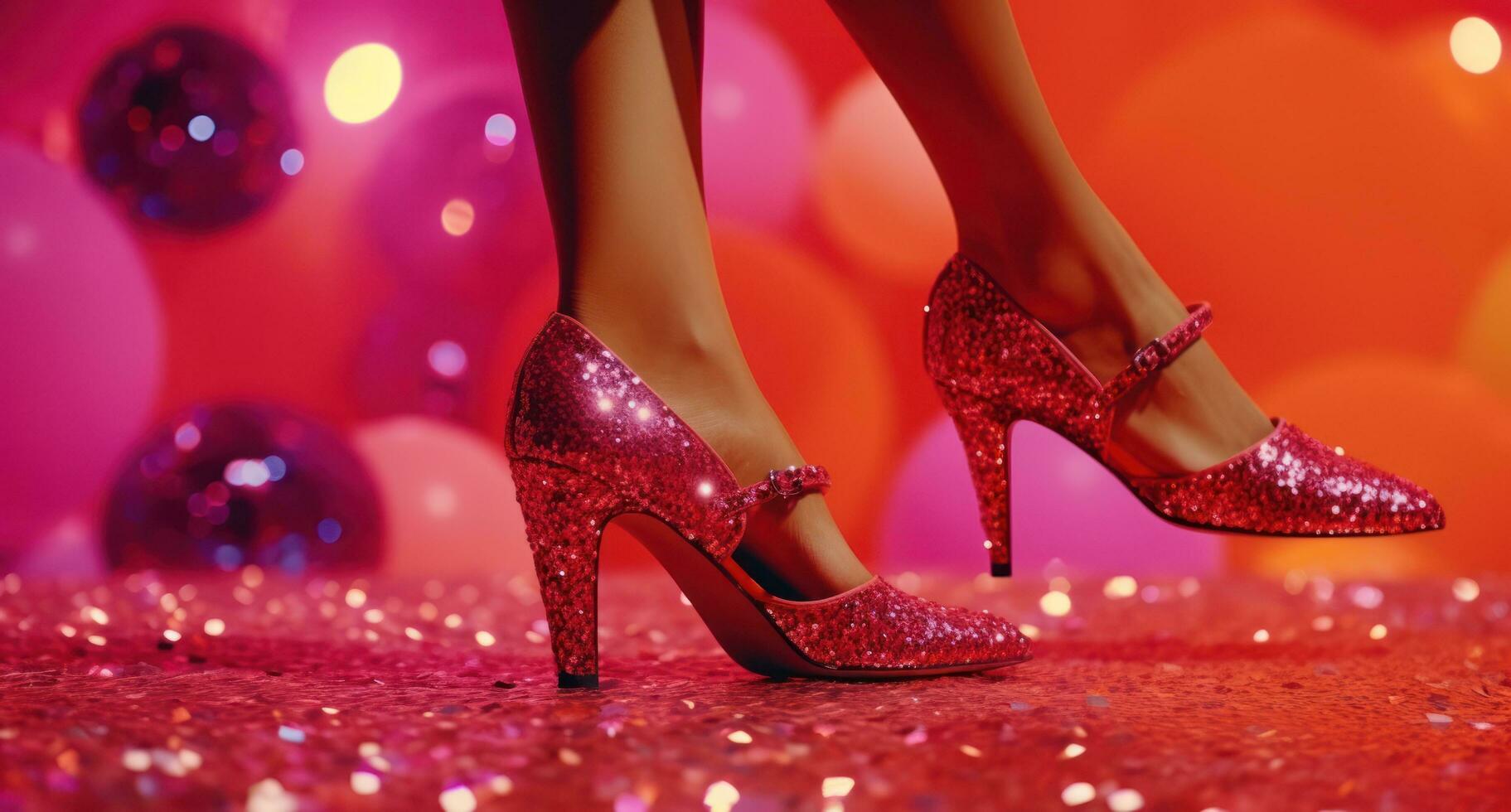 AI generated a woman wearing a pair of disco heels next to her ball, photo