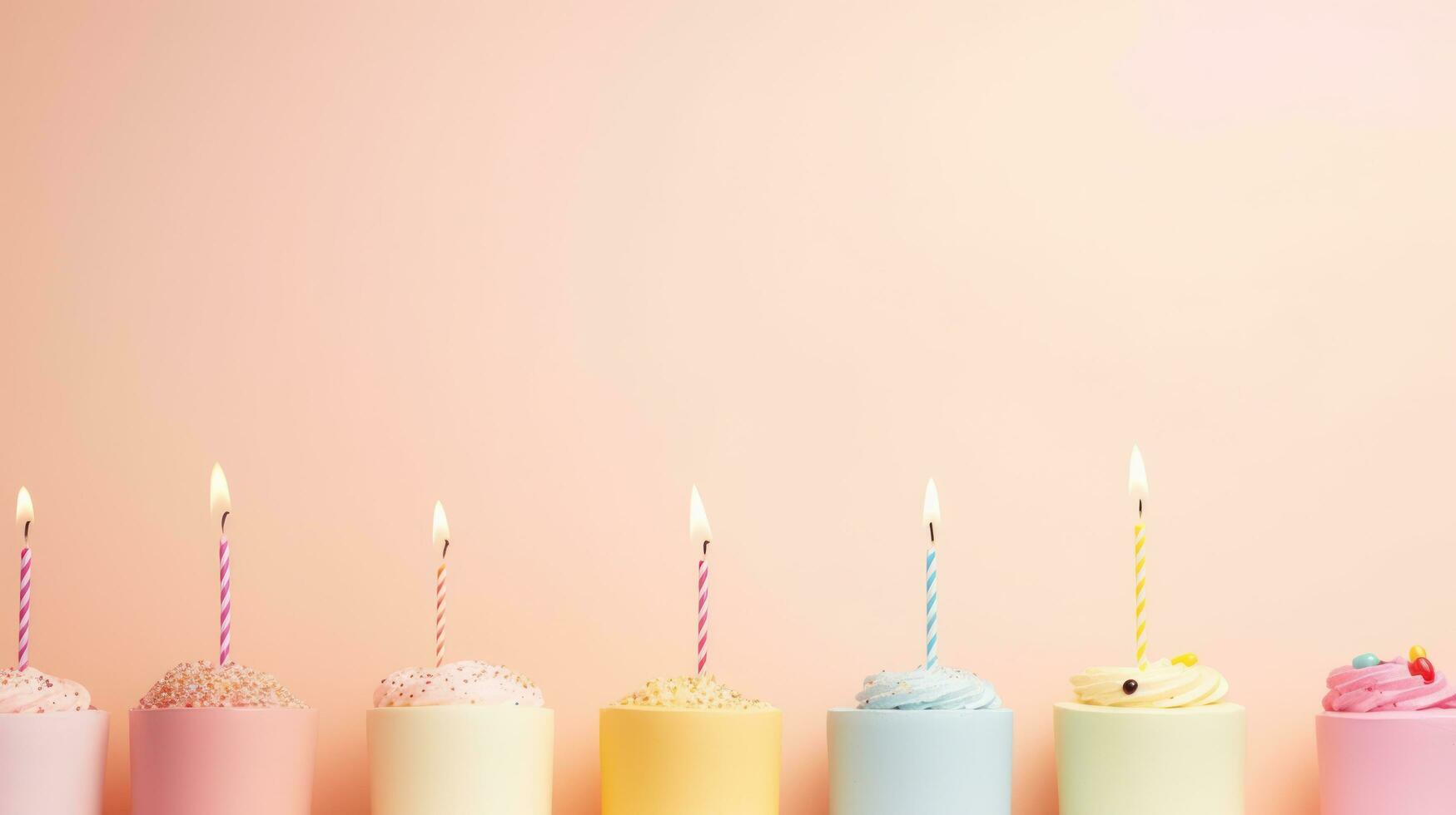ai generado cumpleaños velas en pastel antecedentes con Copiar espacio foto