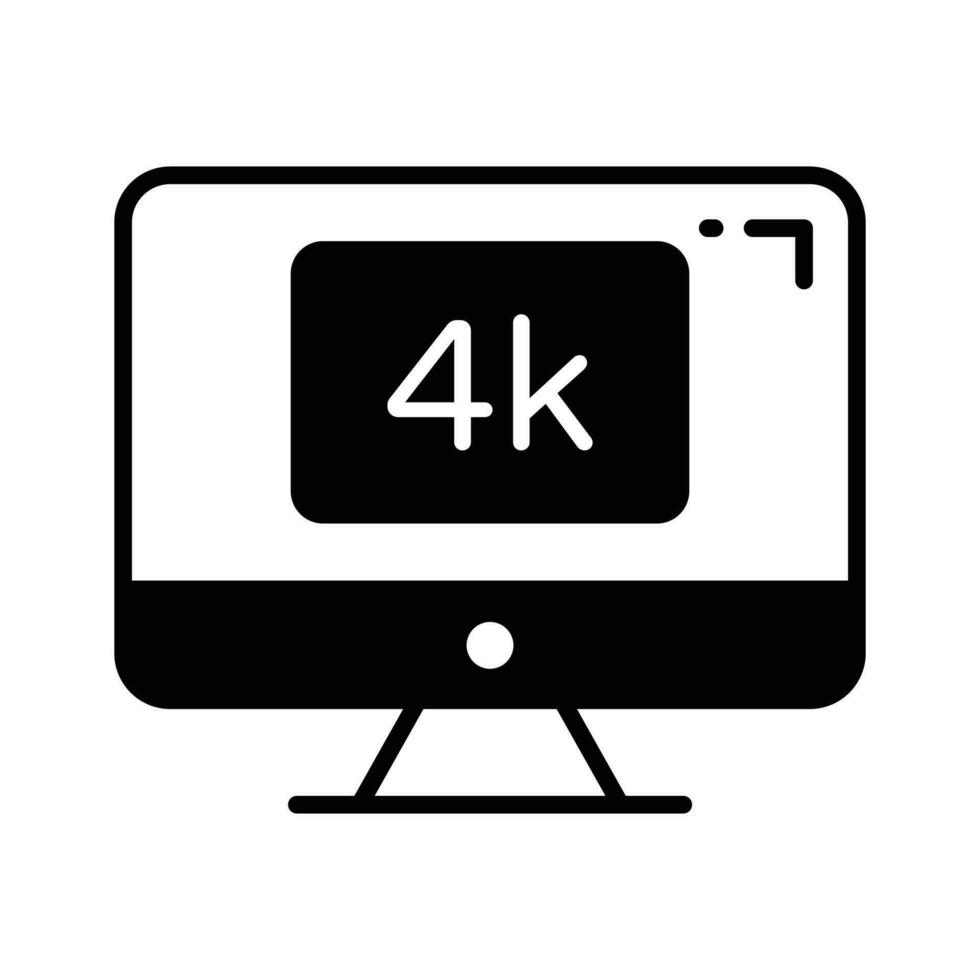 Led tv screen, icon of 4k Technology in trendy style vector