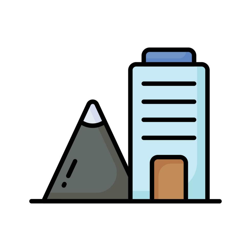 Architectural building design in mountain area, concept icon of building vector