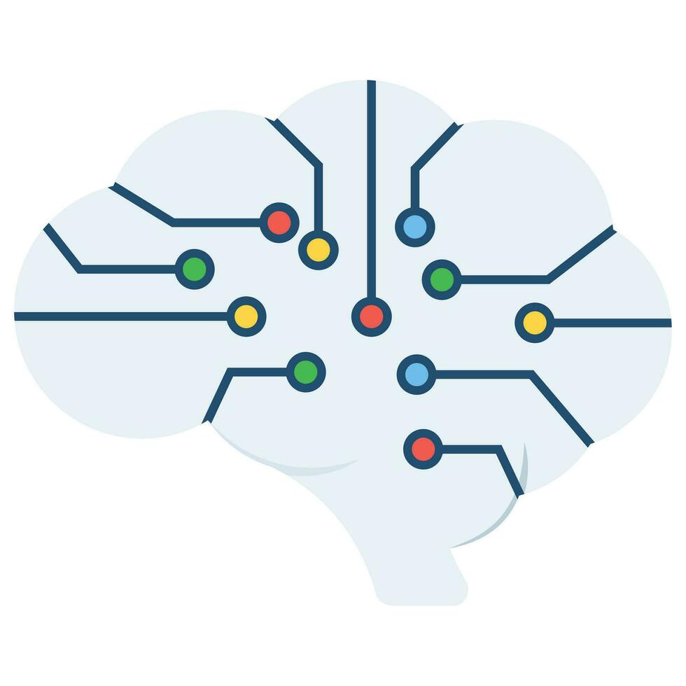 An icon of ai brain in trendy flat style, artificial intelligence, neural network vector