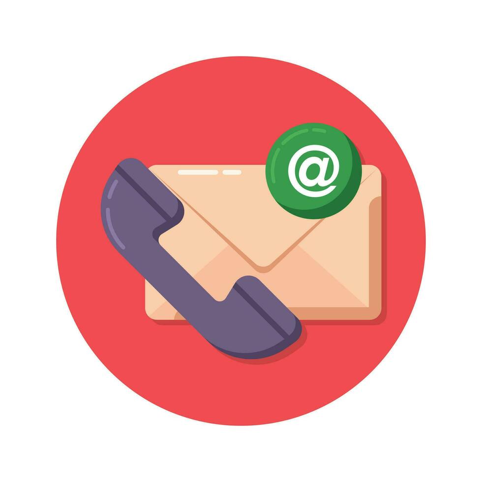 Phone receiver with letter denoting concept flat vector of contact us or communication