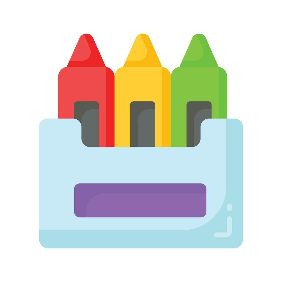 Grab this amazing icon of crayon colors, drawing tools, stationery equipment vector