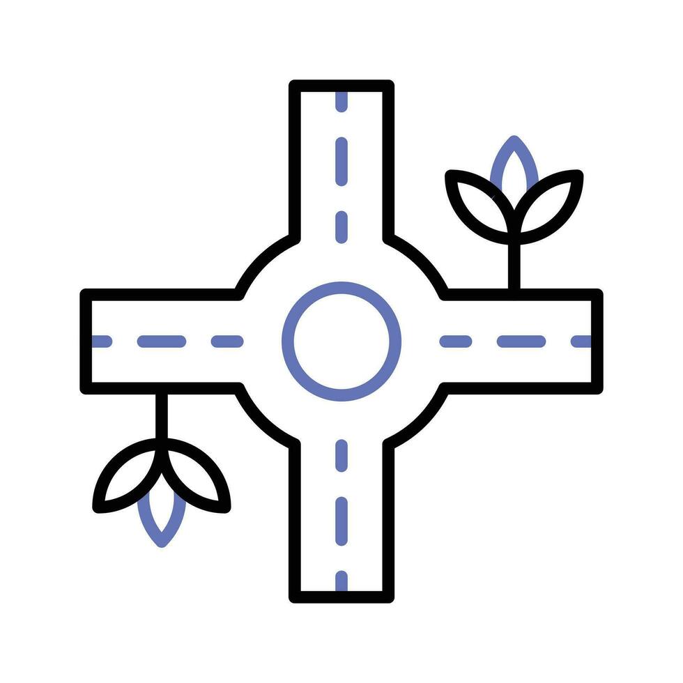 Traffic circle with four roads showing concept icon of road intersection, traffic roundabout vector