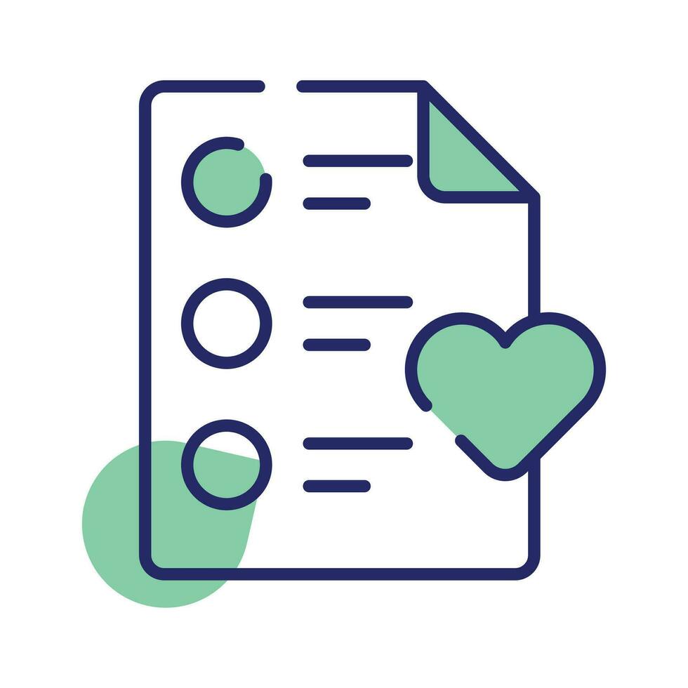 Paper with heath denoting concept icon of wishlist, ready for premium download vector