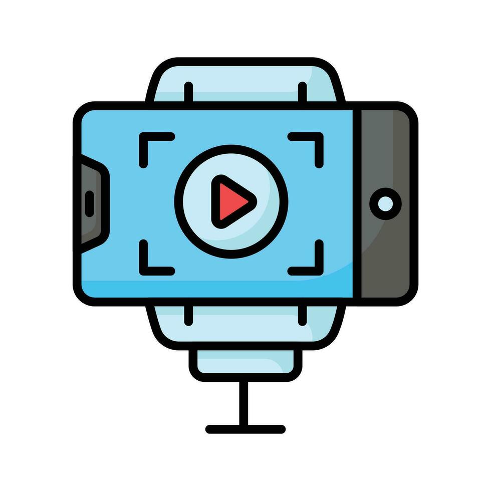 Video blog recording on mobile phone, icon of vlogging in trendy style vector