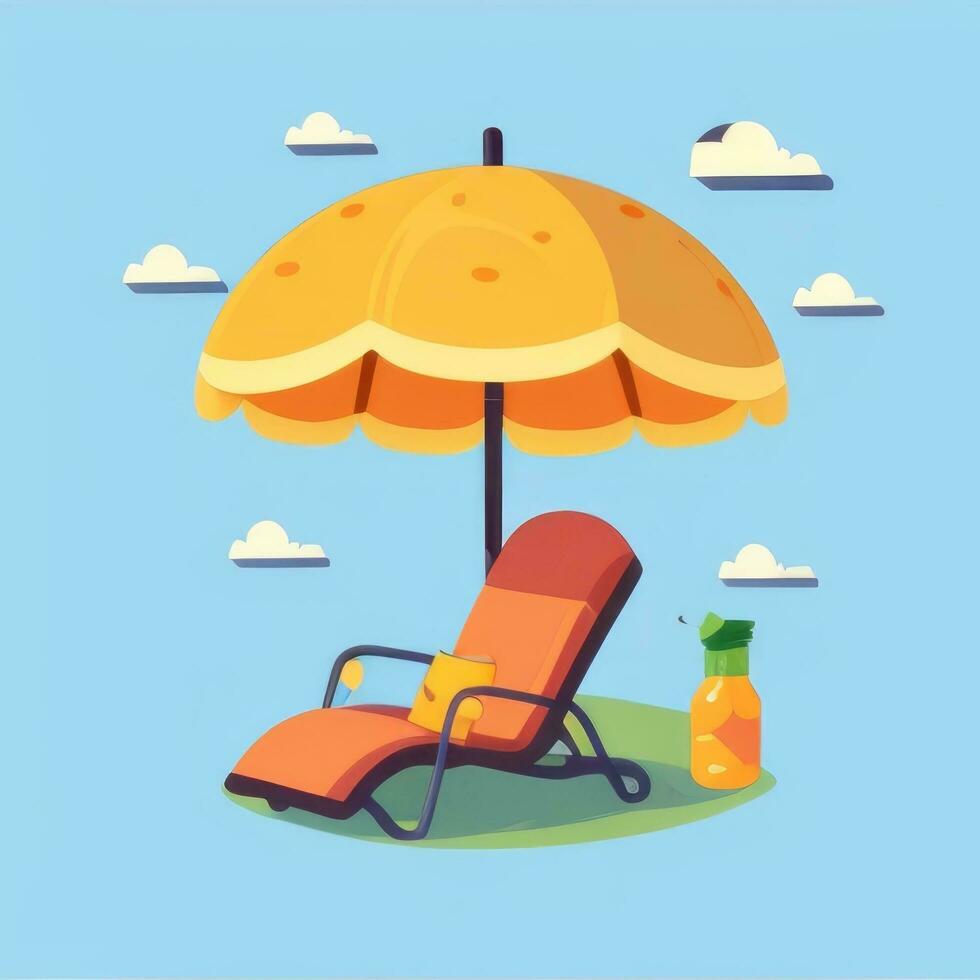 AI generated Summer Vibe Vacation Tropic Icon Clip Art Sticker Decoration Simple Background photo