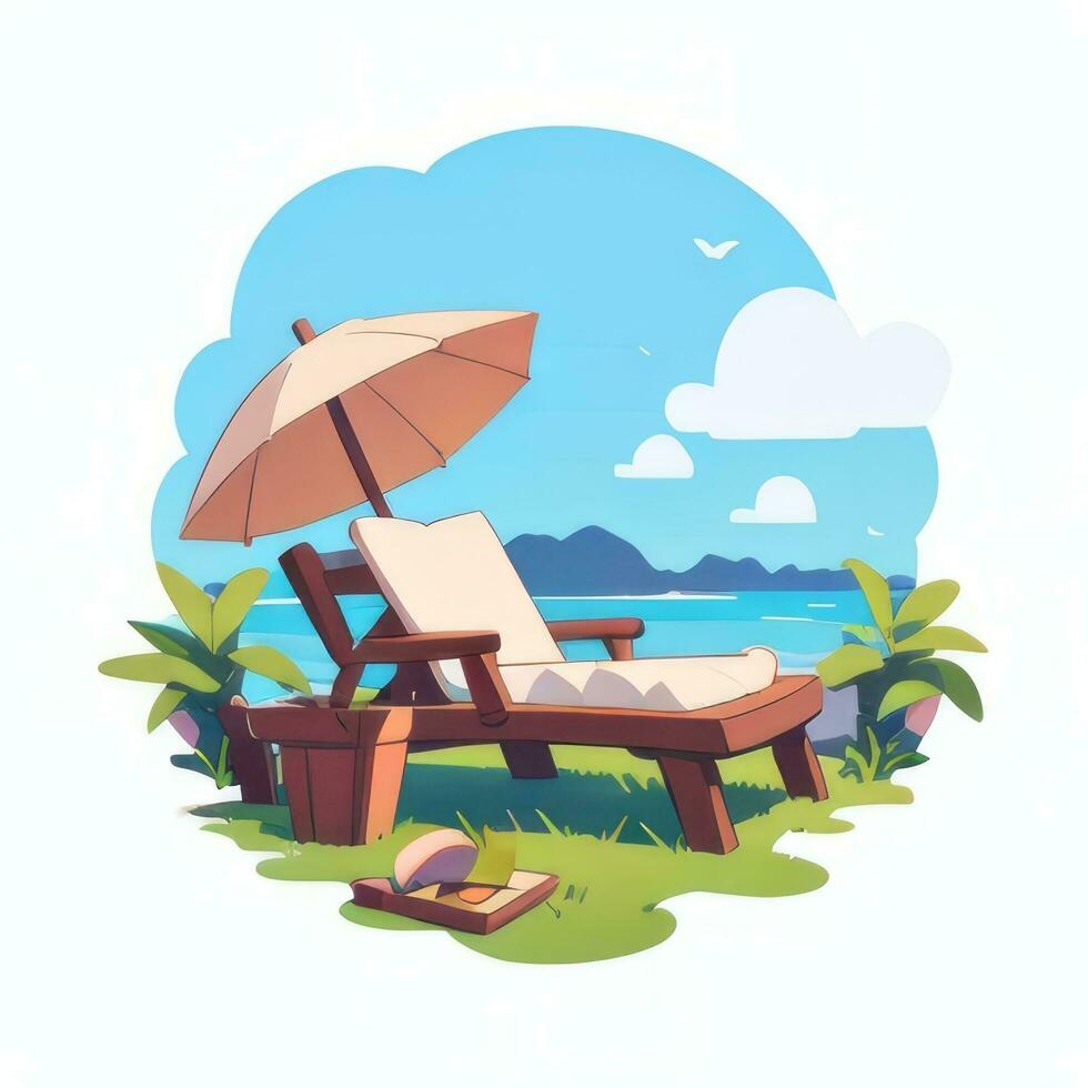 AI generated Summer Vibe Vacation Tropic Icon Clip Art Sticker Decoration Simple Background photo