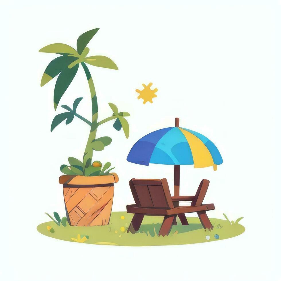 AI generated Summer Vibe Vacation Tropic Icon Clip Art Sticker Decoration Simple Background photo