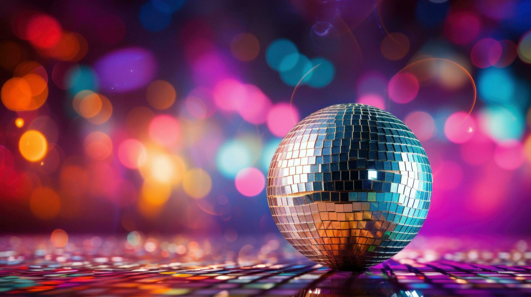 AI generated disco ball background with copy space photo