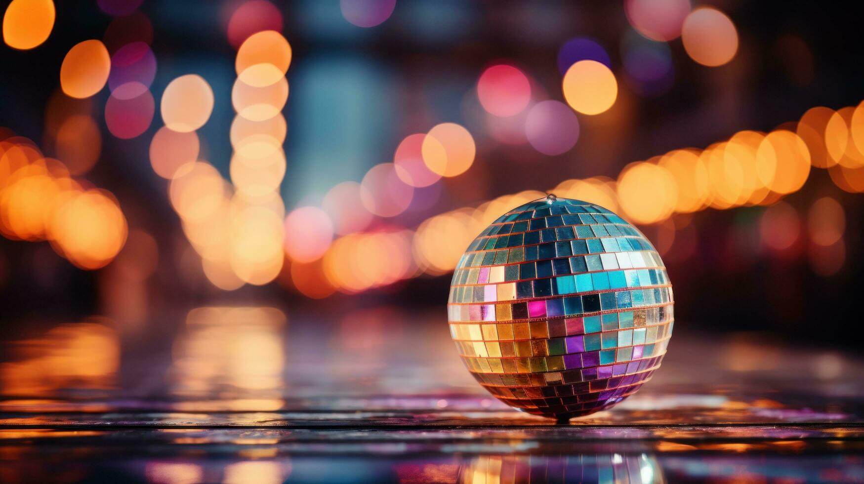 AI generated disco ball background with copy space photo