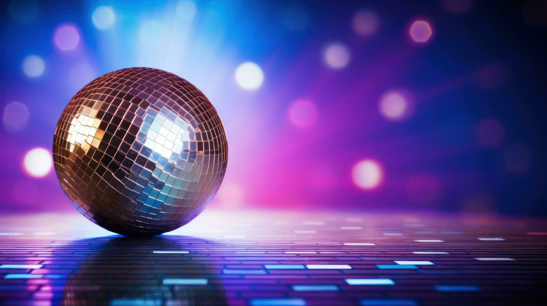 AI generated disco ball background with copy space photo