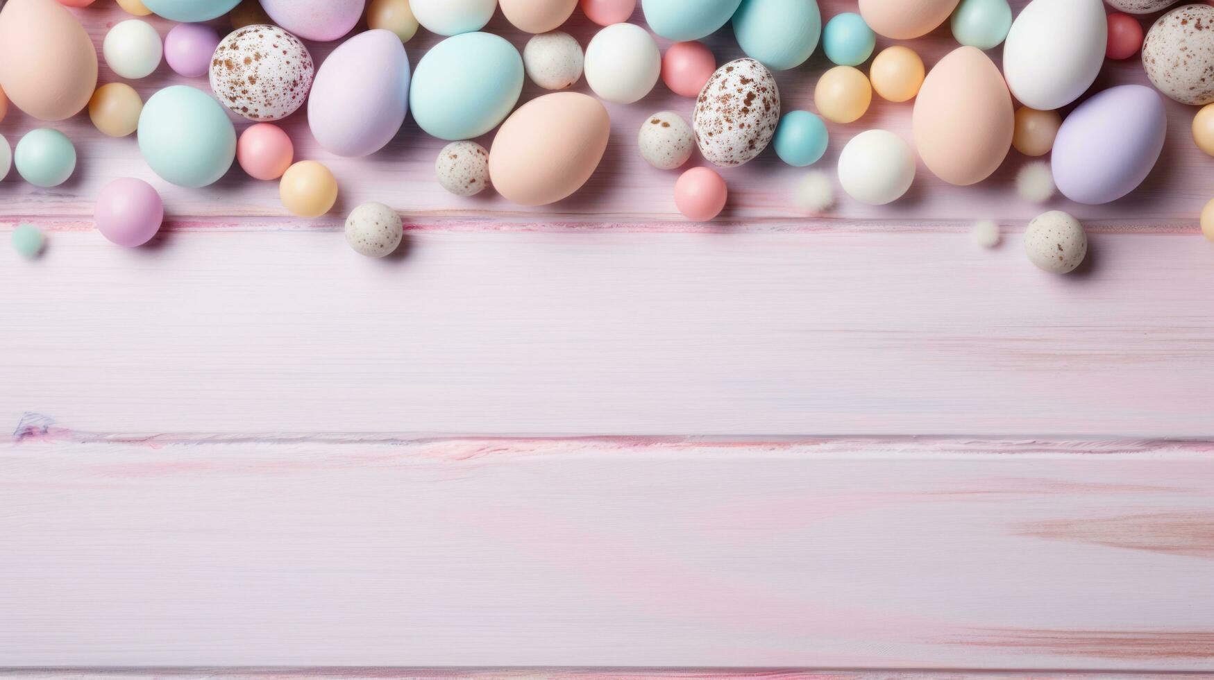 AI generated easter pastel background with copy space photo