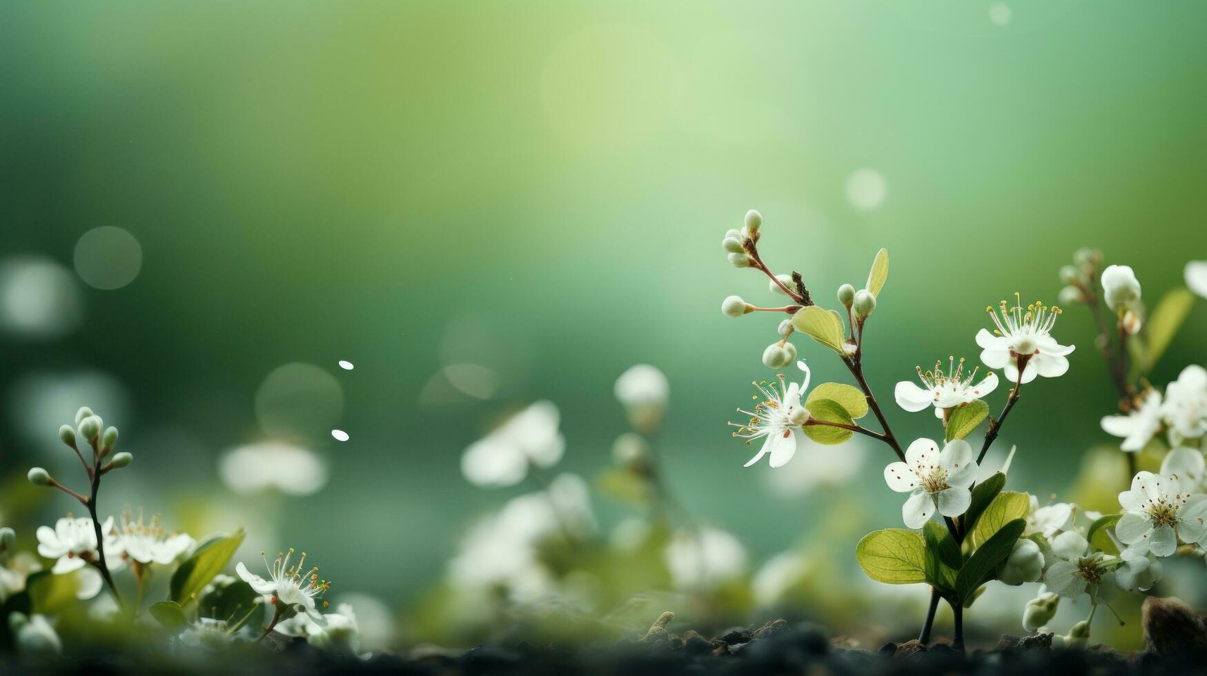 ai generado primavera verde prado antecedentes con Copiar espacio foto