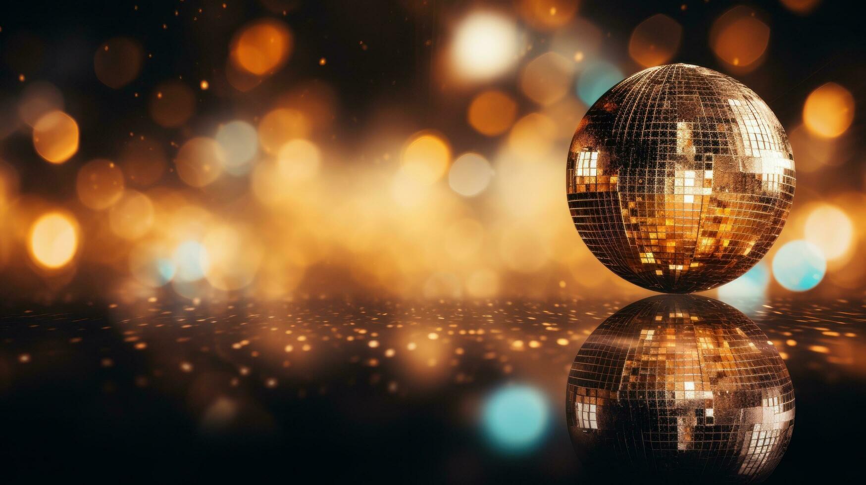 AI generated disco ball background with copy space photo